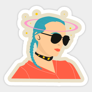 Blue Girl Hair Sticker